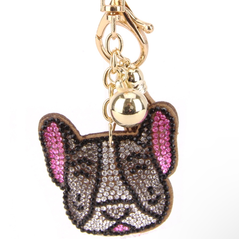 French bulldog rhinestone bag charm  keychain